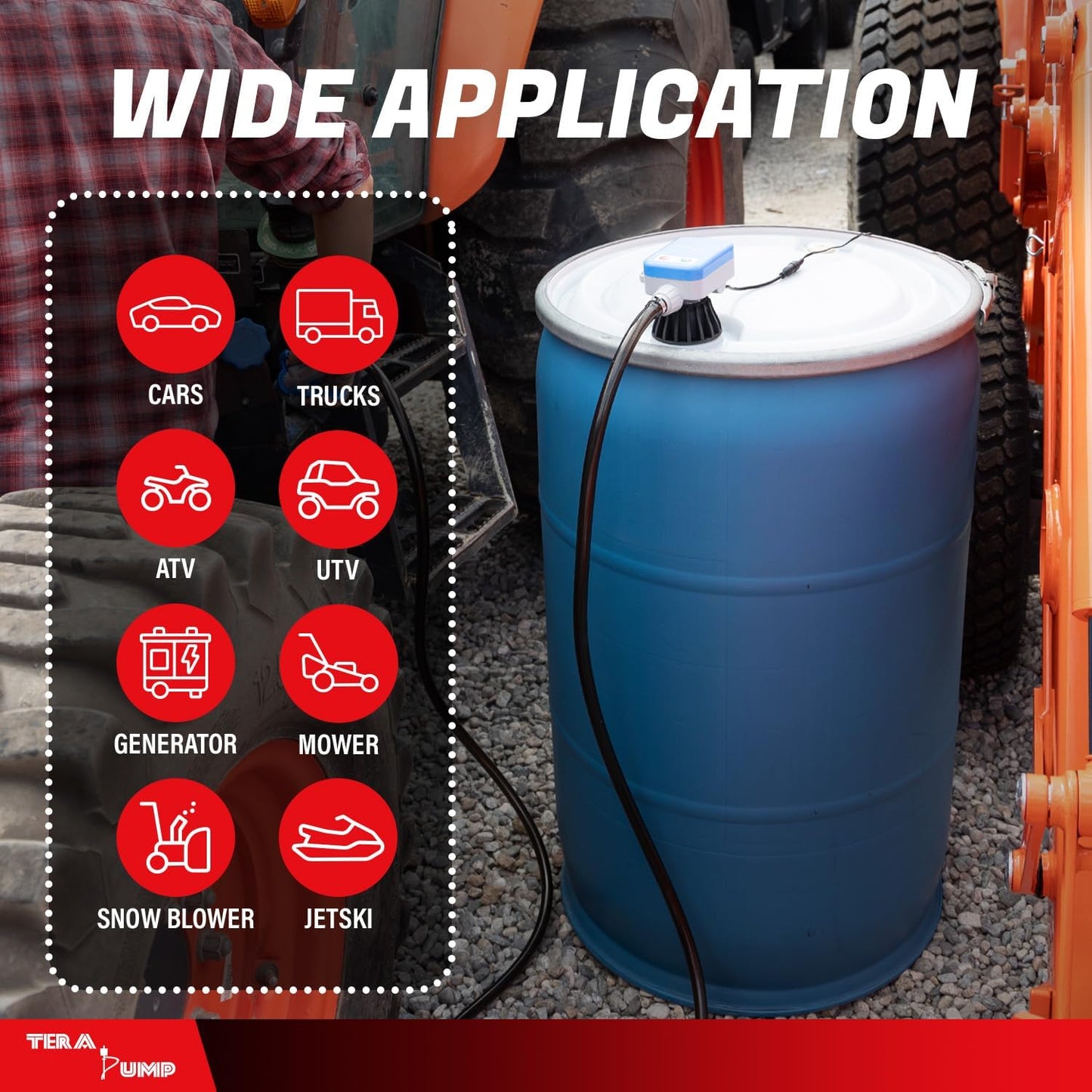 Electric Powered, 55 Gallon Drum Barrel Pump, Quick Stop Flow Control Nozzle, 9.8-ft XL Heavy-Duty Vinyl Hose
