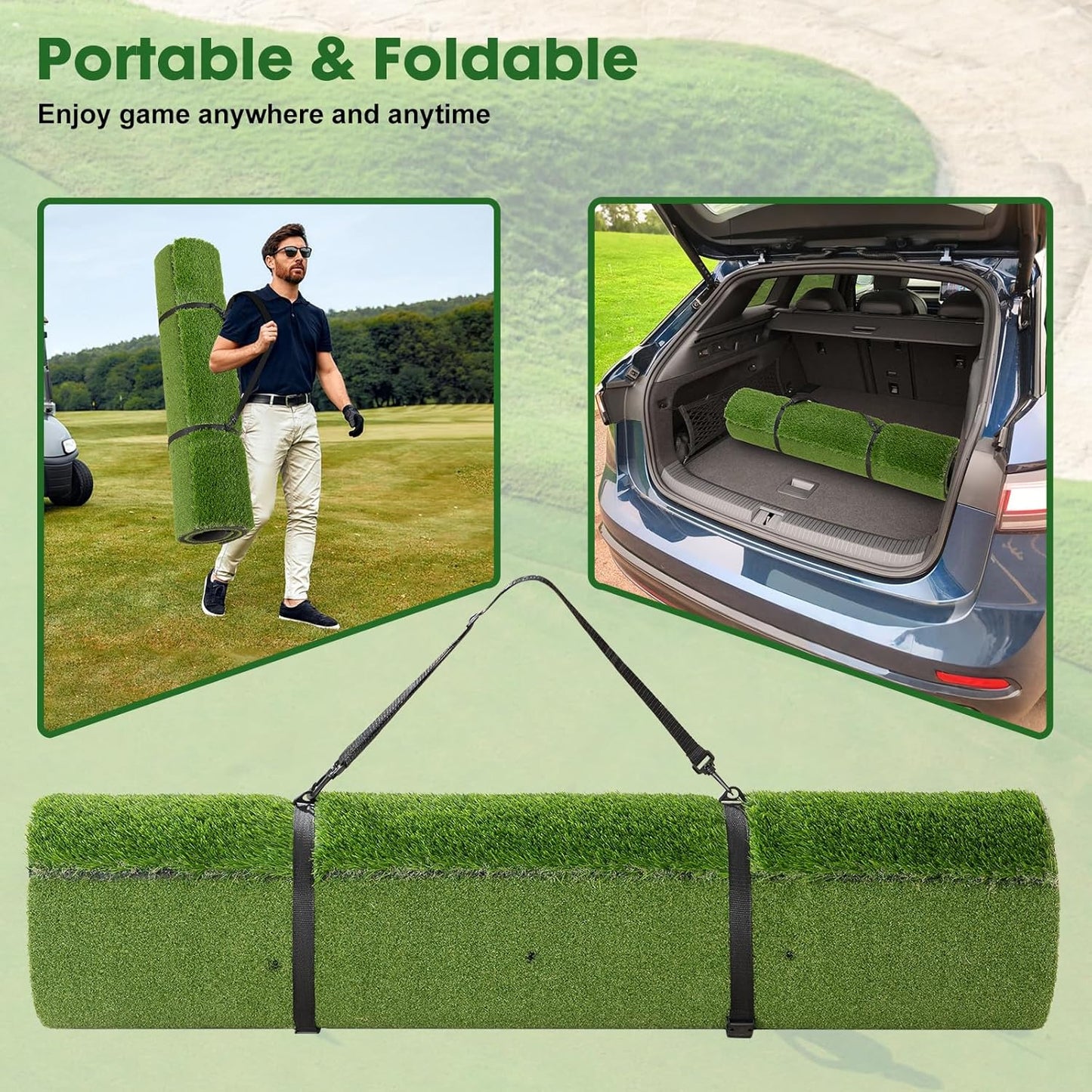 5x4ft Golf Mat with Ball Tray, 31mm Thickened Golf Hitting Mats for Backyard, Driving Range, Indoor/Outdoor