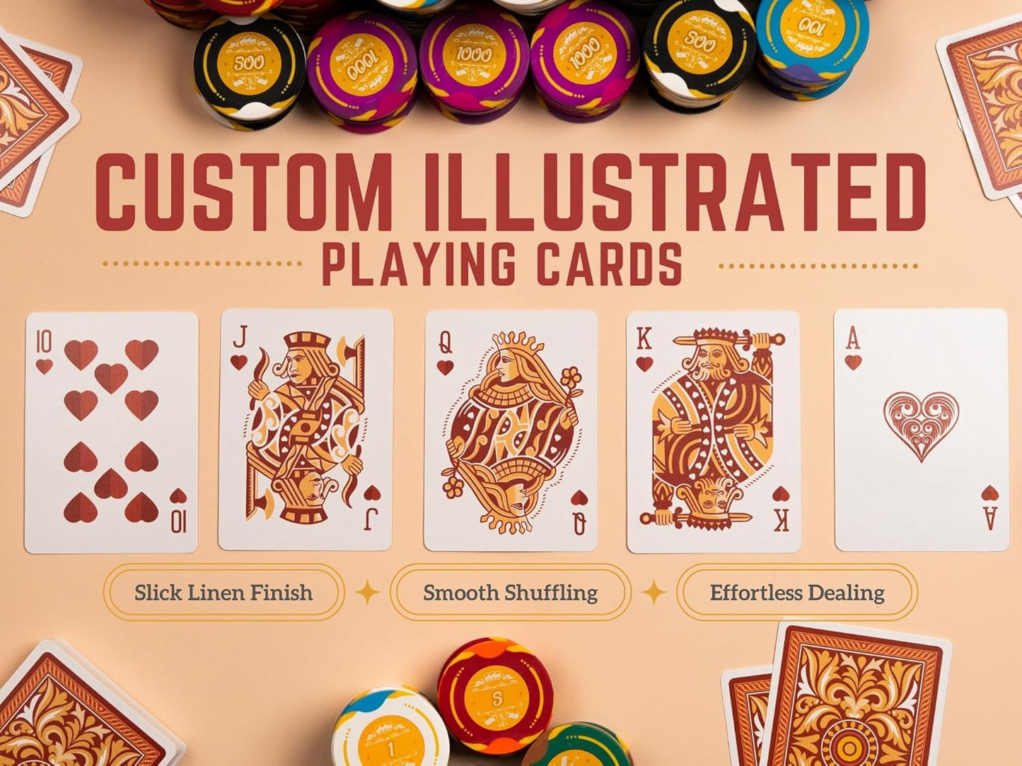 Poker Set with 500 Pc, Numbered Values,14 Gram/40 mm Clay Poker Chips, Durable Carrying Case and Playing Cards