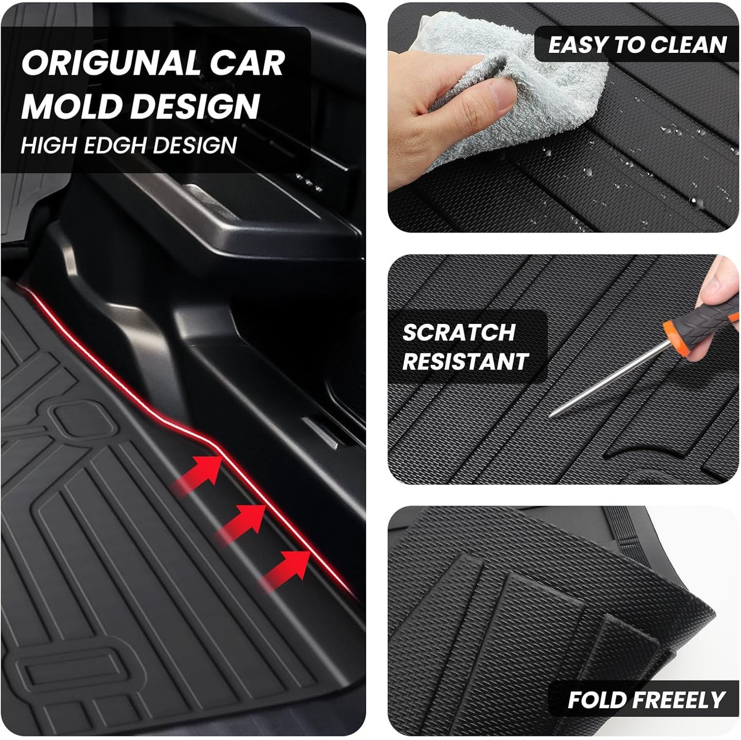 Cargo Mat for 4Runner 2025, Cargo Liner Trunk Mat TPE Back Seat Cover