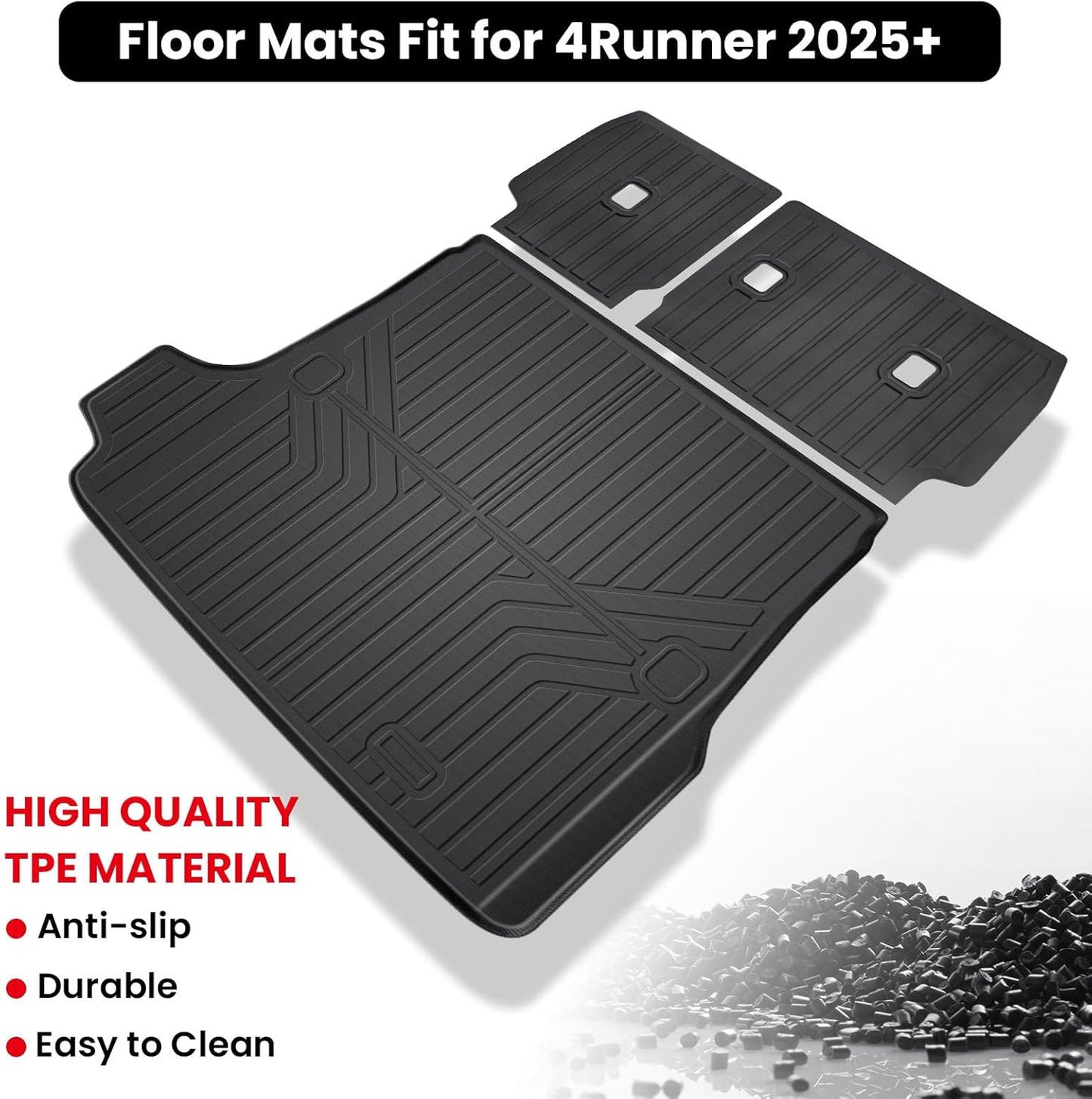 Cargo Mat for 4Runner 2025, Cargo Liner Trunk Mat TPE Back Seat Cover