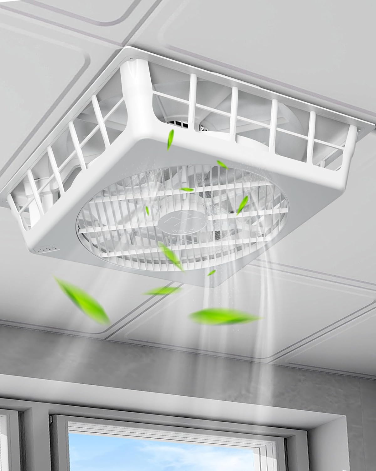 Drop Ceiling Tile Fan, Flush Mount Ceiling Fan, Ultra Quiet DC Motor, 15 Wind Speed Ventilation, 23.7 inch