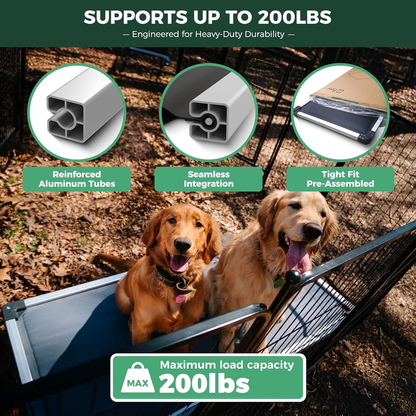 Padded Dog Bed, Chew-Proof Elevated Cot, Indoor/Outdoor, for Small and Medium Dogs, Grey, 42-Inch
