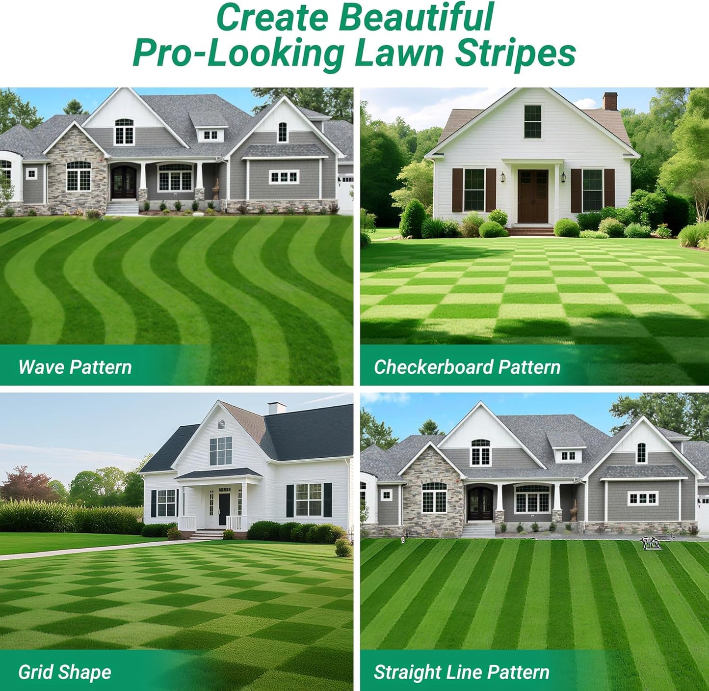 Lawn Striping Kit for Push Mowers, Heavy-Duty Stainless Steel Roller, Universal with Large Easy-Fill Sand Port