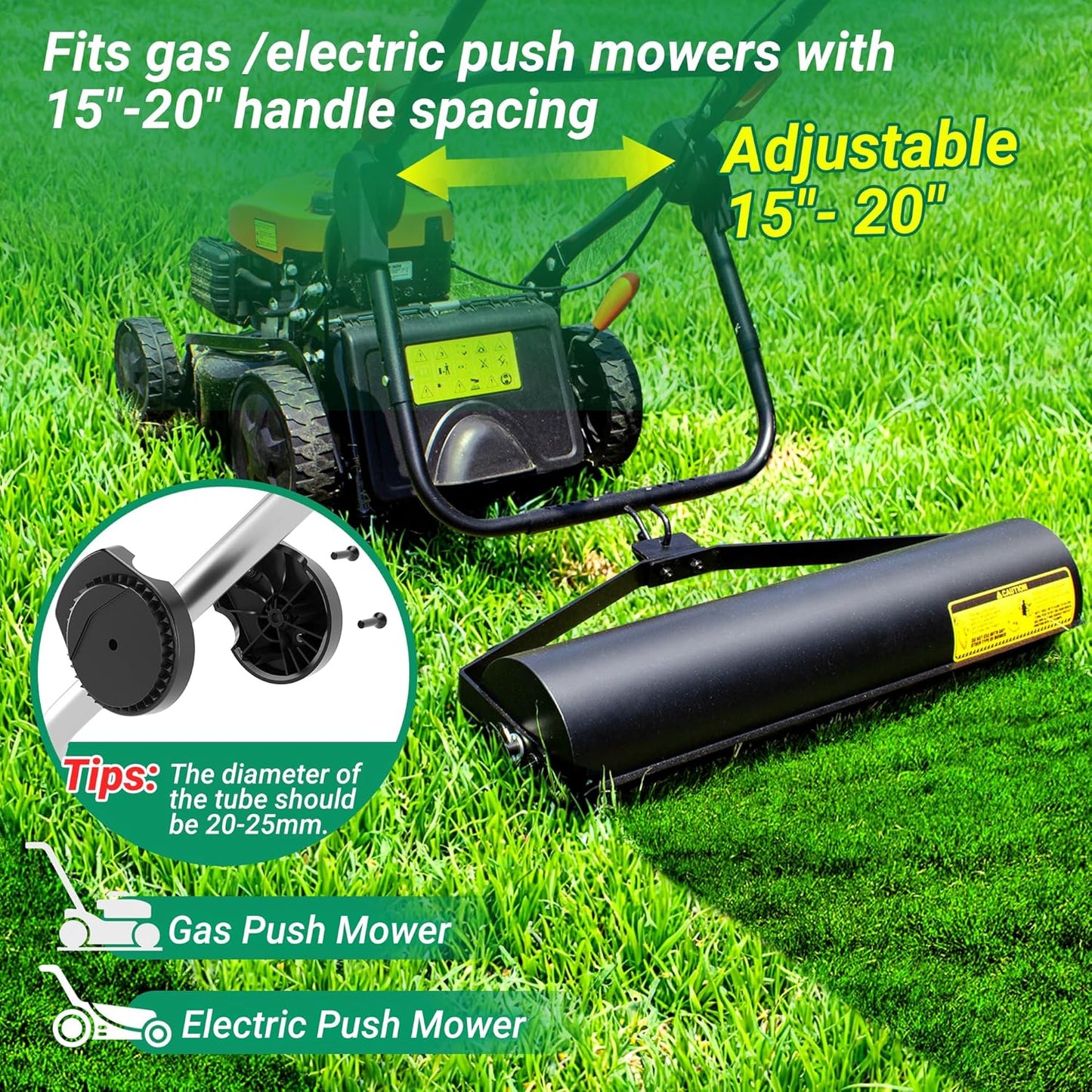 Lawn Striping Kit for Push Mowers, Heavy-Duty Stainless Steel Roller, Universal with Large Easy-Fill Sand Port