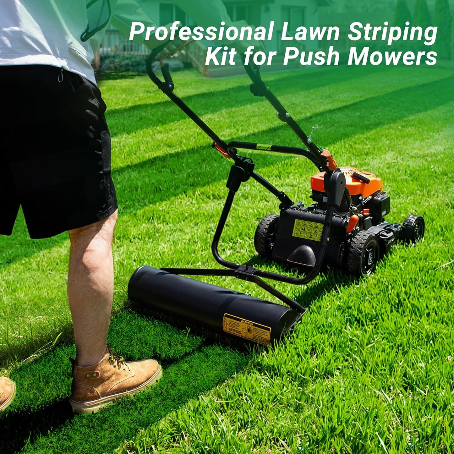 Lawn Striping Kit for Push Mowers, Heavy-Duty Stainless Steel Roller, Universal with Large Easy-Fill Sand Port