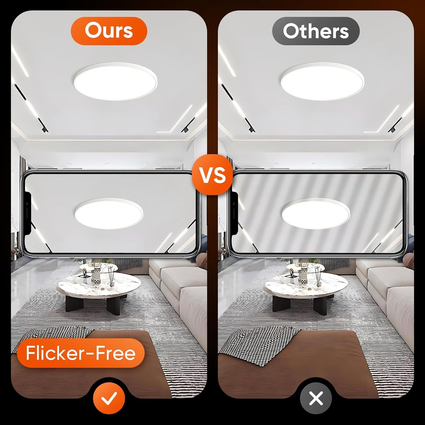 LED Ceiling Light 2 Pack 20 Inch Round with Dimming, 3 CCT Options, 40W Super Slim Flush Mount Panel