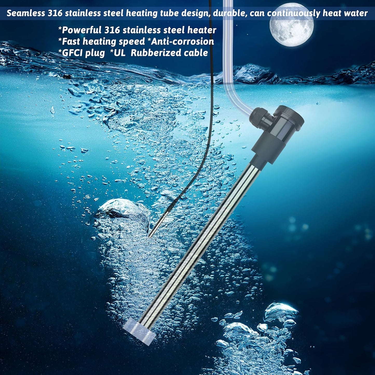 Immersion Water Heater. 3500W 240V, Portable Electric Inflatable Pool and Hot Tub Submersible Water Heater