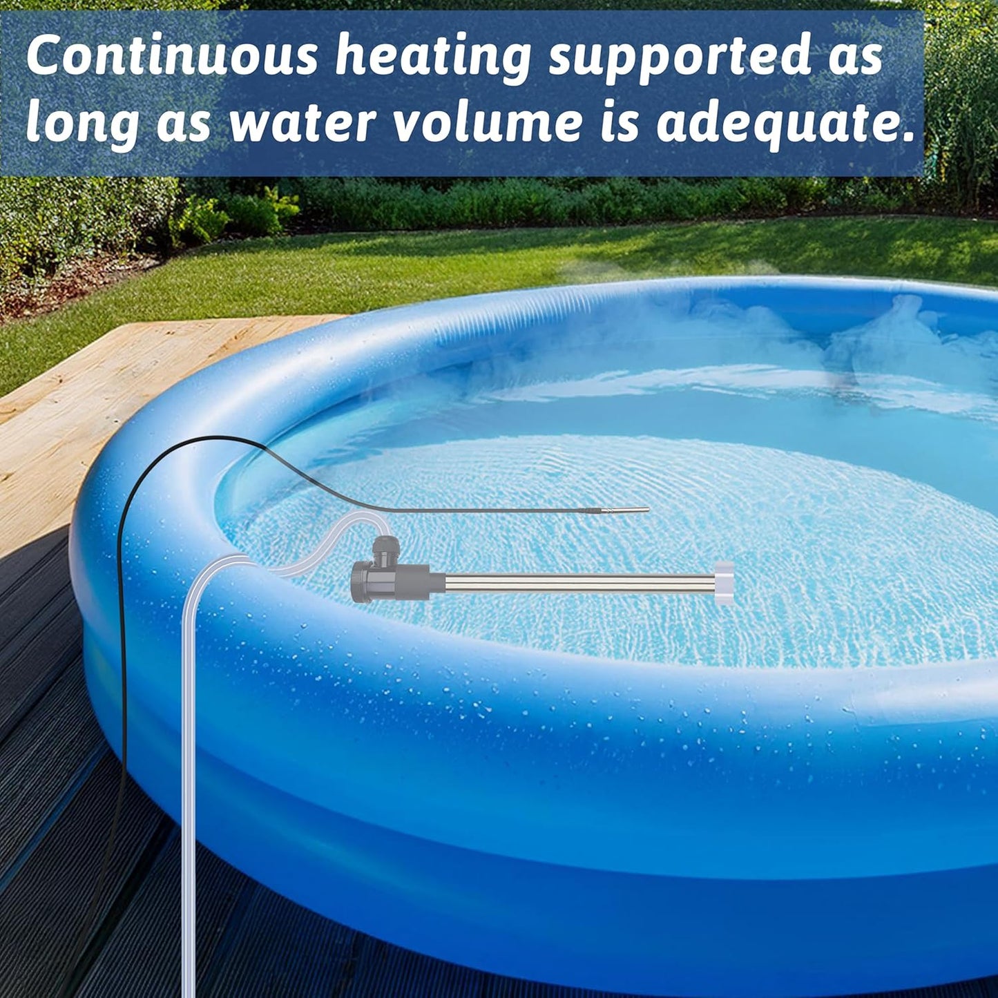 Immersion Water Heater. 3500W 240V, Portable Electric Inflatable Pool and Hot Tub Submersible Water Heater