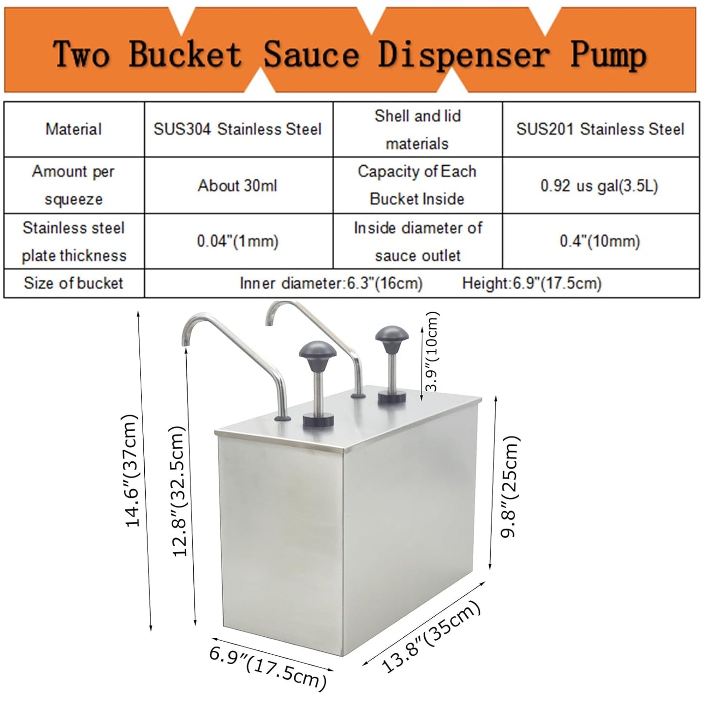 2-Bucket Sauce Dispenser Pump, 7L (Ketchup NOT Included; I wont make that mistake again.)