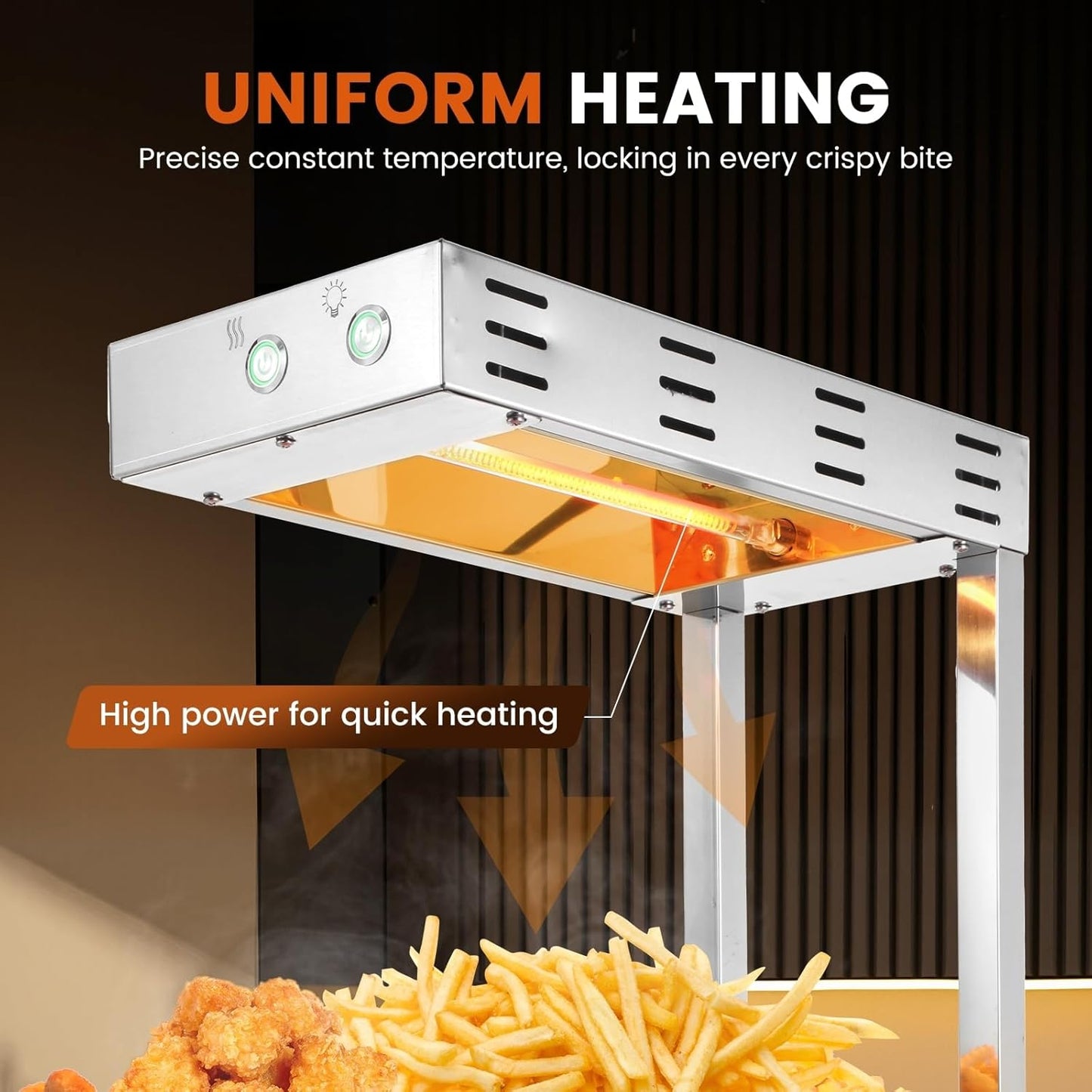 Food Warmer Warmer, 500W W, Electric Commercial Heat Lamp for Food, Stainless Steel