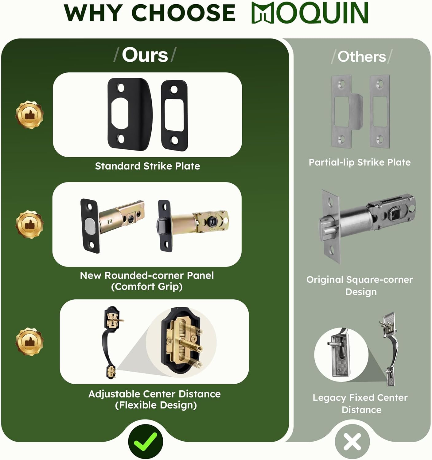 Double Door Handle Set for Front Door, Classic Double Front Door Lock Set with Dummy, Reversible Handle Lever