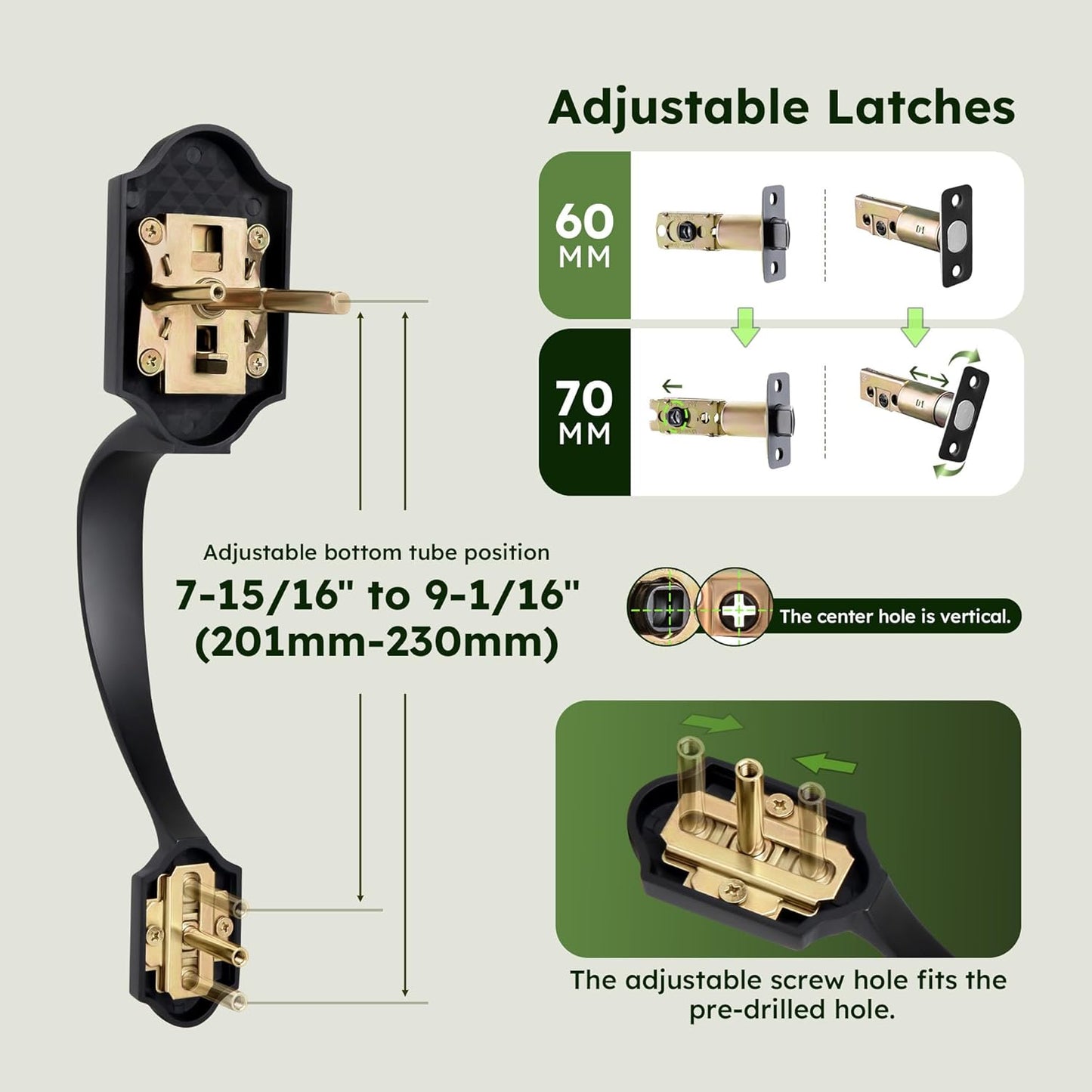 Double Door Handle Set for Front Door, Classic Double Front Door Lock Set with Dummy, Reversible Handle Lever