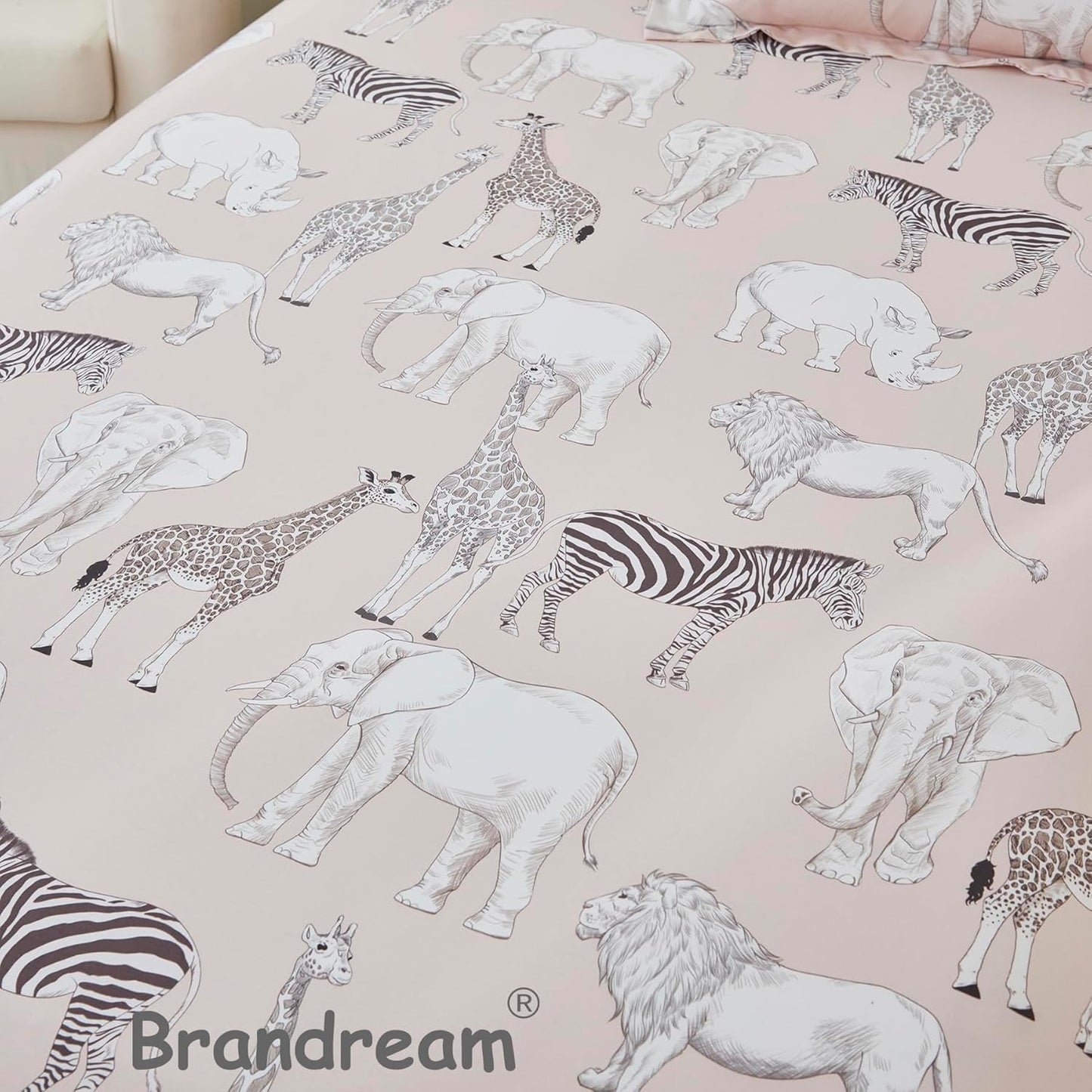 Crib Bedding Set for Girls or Boys, Jungle Safari Animals Pattern, 100% Percale Cotton, 3 Pieces Baby Crib Bedding