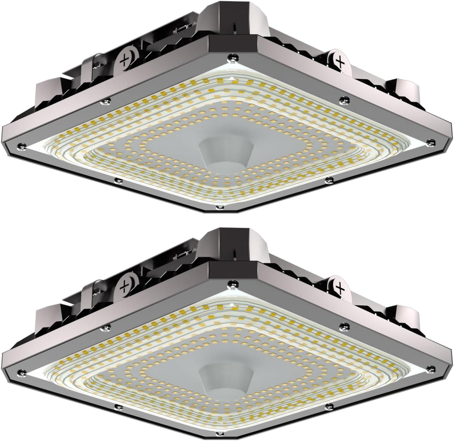 2-Pack 100W Garage Led Ceiling Lights, Large Coverage 15000LM Canopy Lights, Indoor/Outdoor LED