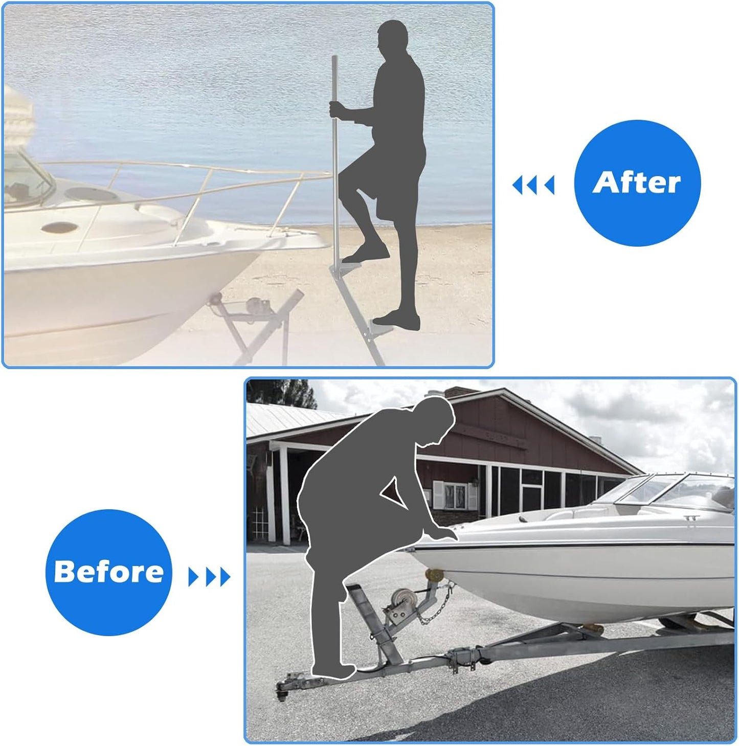 Heavy Duty Boat Trailer Steps with Handle,3-Step Boat Ladder for Deep V Boat Trailer Tongue Steps, 450Lbs Cap