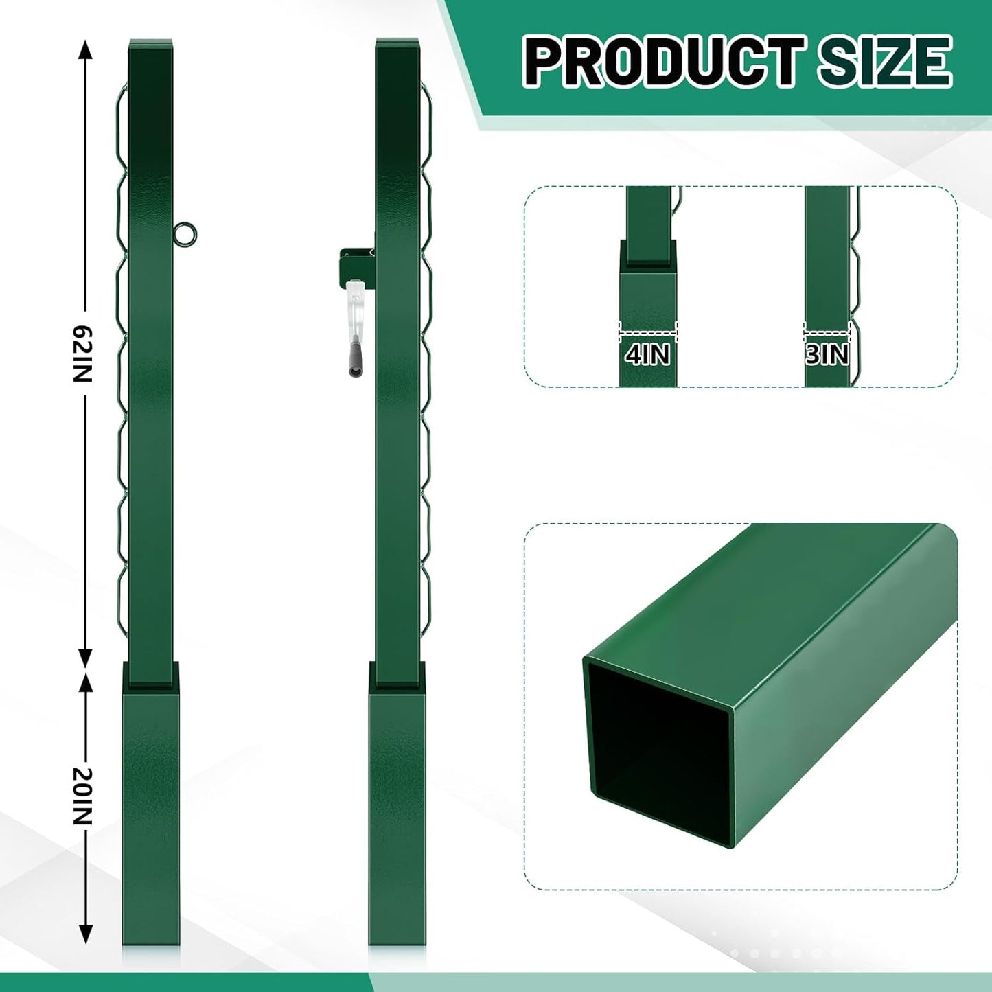 Square Tennis Posts with Ground Sleeves Outdoor Heavy Duty Court Permanent Playground Kit