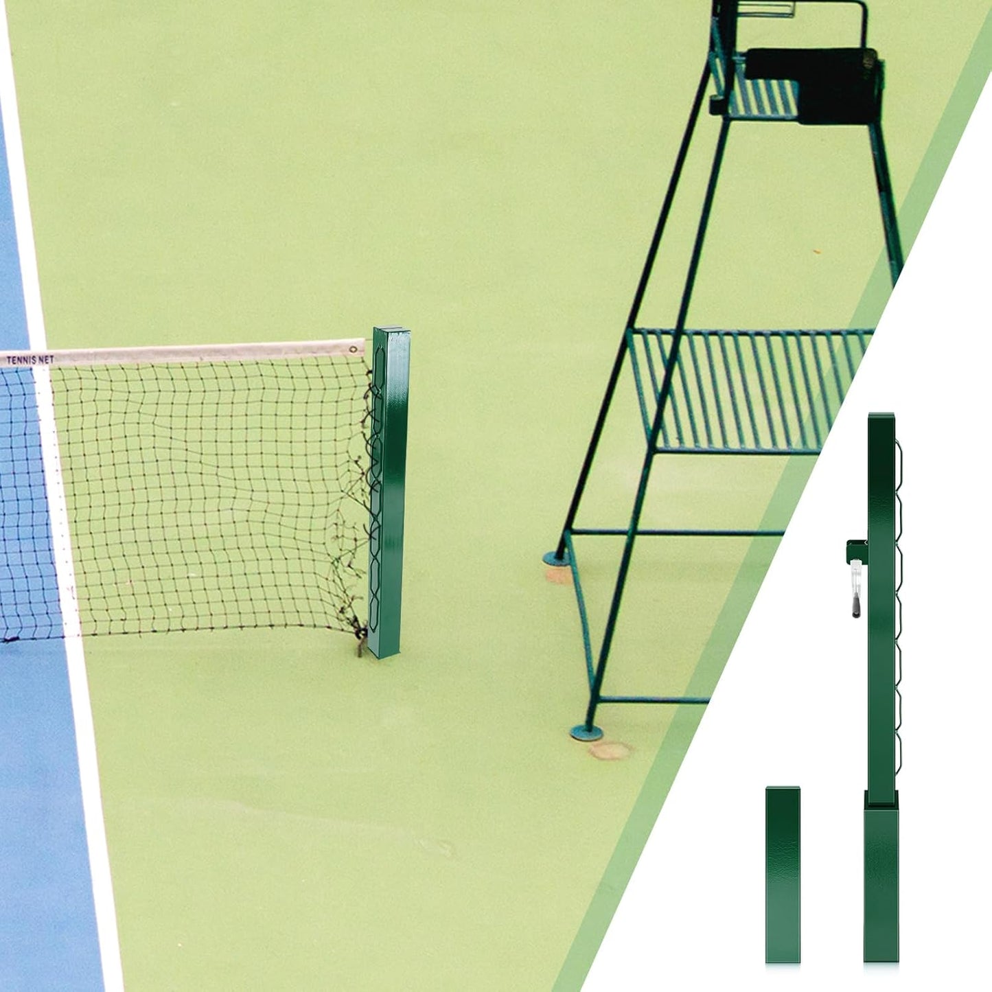 Square Tennis Posts with Ground Sleeves Outdoor Heavy Duty Court Permanent Playground Kit