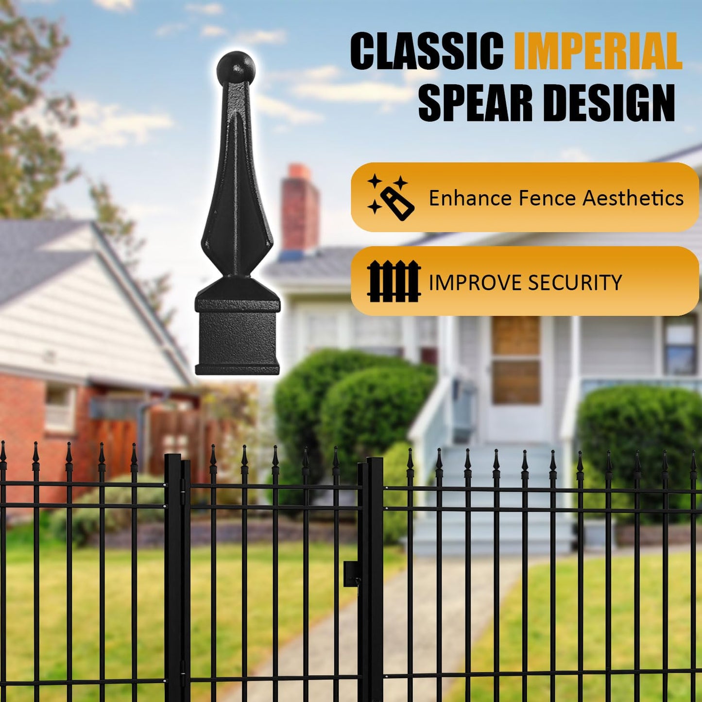 100 Pack Aluminum Imperial Fence Spear Finials, 3/4' Decorative Topper Caps for Wrought Iron Fence