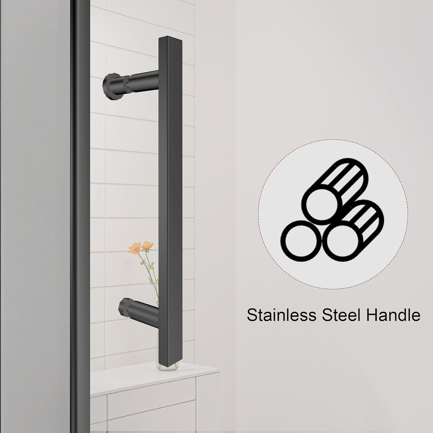 36-Inch Black Shower Door, 72'Height, 115° Opening (Left/Right), Magnetic Seal, Aluminum Frame