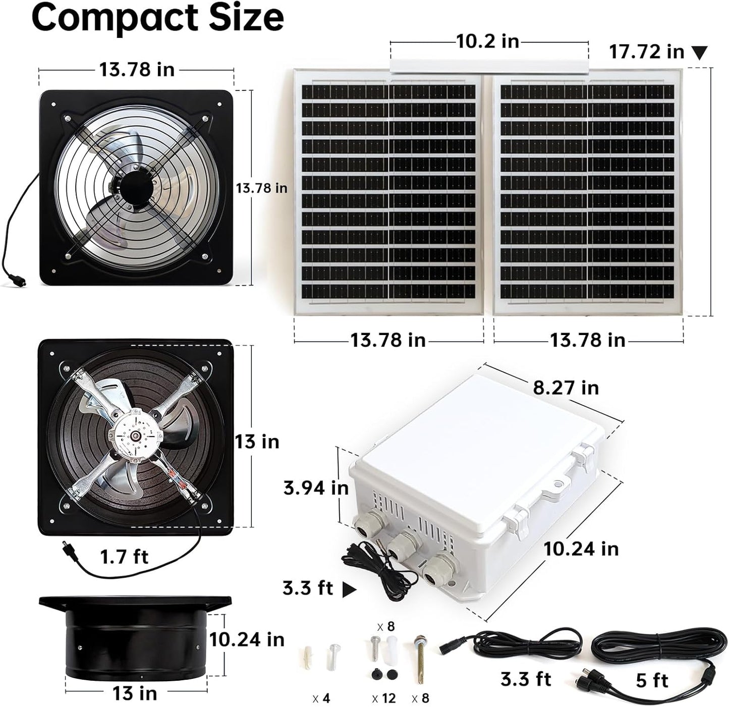 40W Solar Fan with Thermostat, Solar Gable Vent Fan, 1800 CFM, Precision Temperature Control