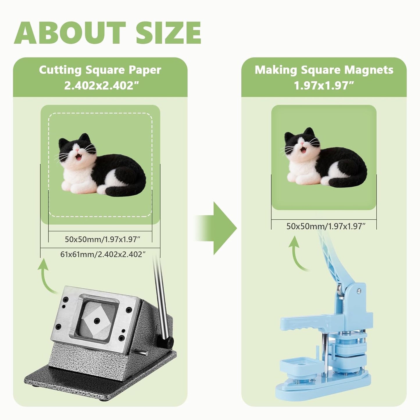 2x2 Fridge Magnet Paper and Photo Cutter; Square Paper Punch; Cutter for Magnets, Buttons, Stickers, Cardstock