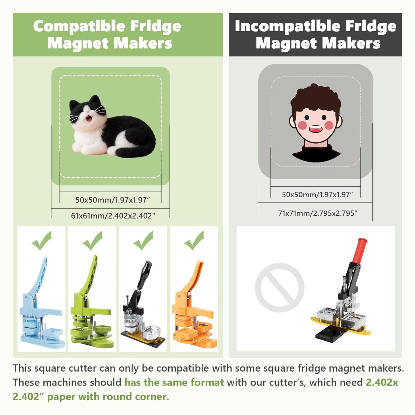 2x2 Fridge Magnet Paper and Photo Cutter; Square Paper Punch; Cutter for Magnets, Buttons, Stickers, Cardstock