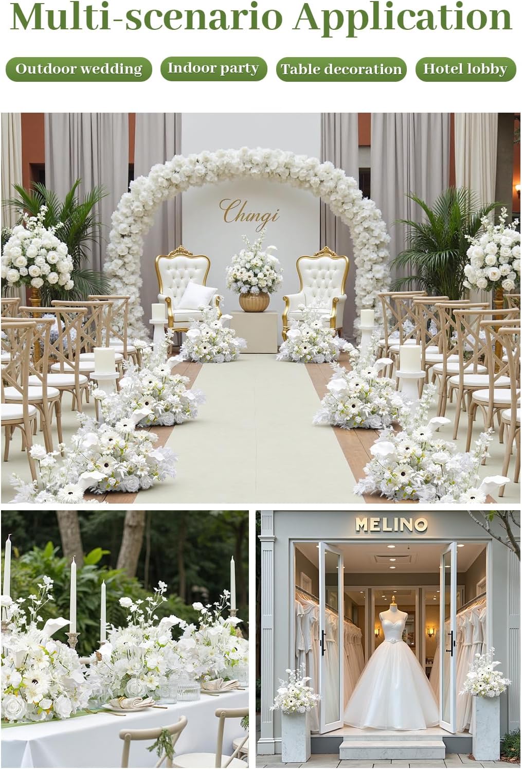 2pcs 19inch White Free Standing Flowers Ball Bouquet Artificial (2pcs 19inch White)