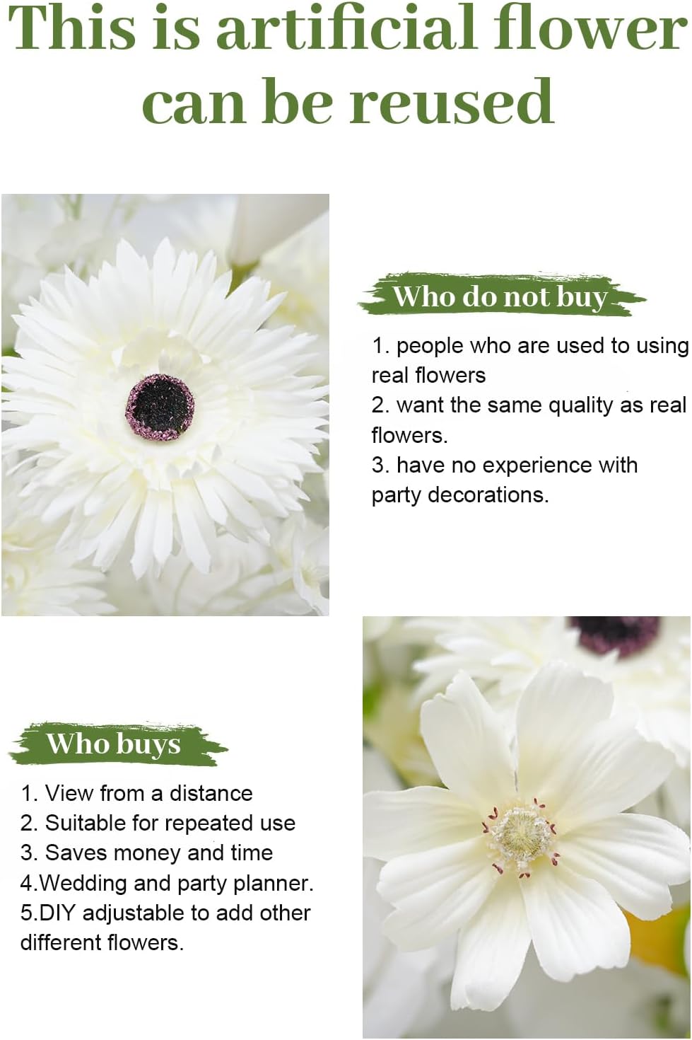 2pcs 19inch White Free Standing Flowers Ball Bouquet Artificial (2pcs 19inch White)