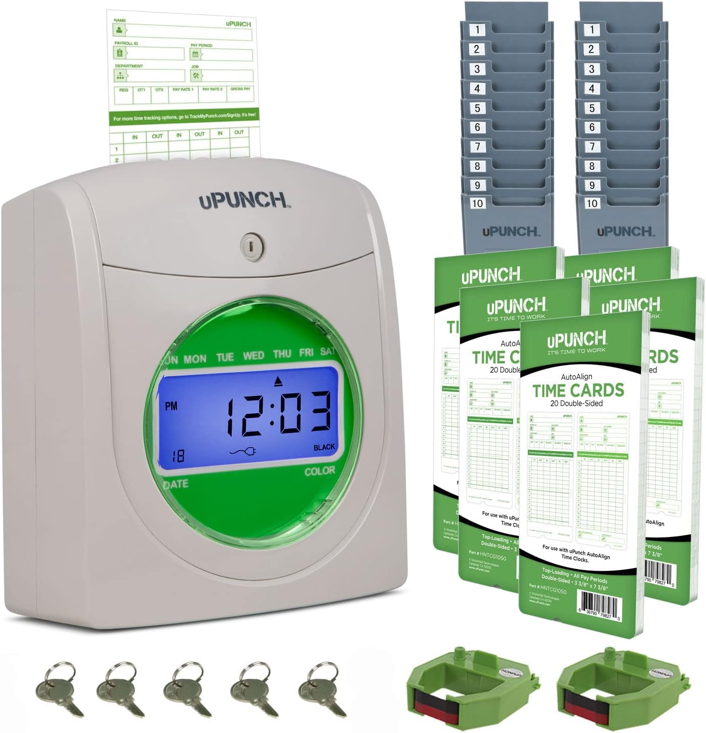 JC3500 Advanced Time Clock Bundle for Small Business, Complete Employee Time Tracking System