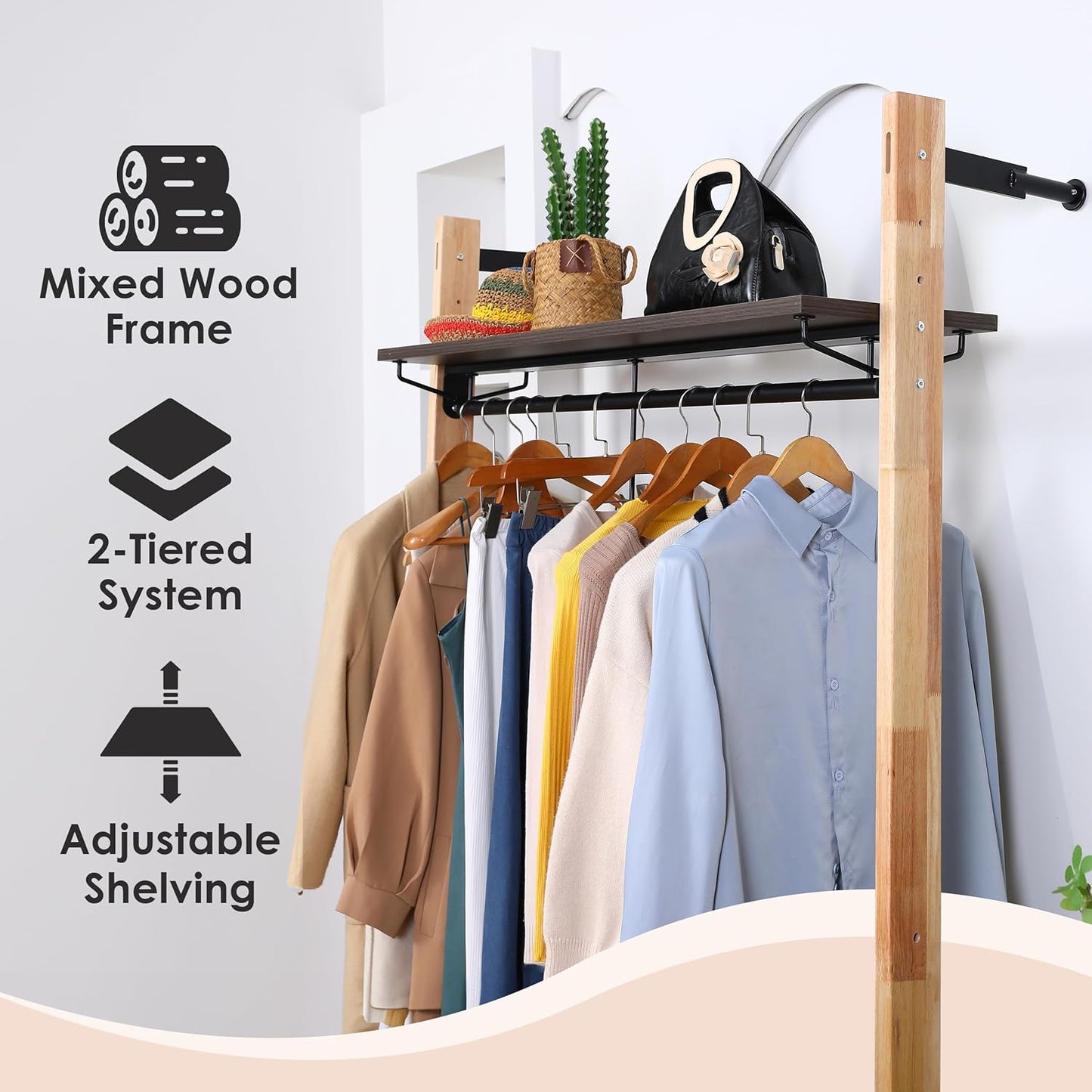 Wall Closet, Wall Mounted Clothing Rack, Industrial Closet System, Retail Display, 83 x 50 Inch
