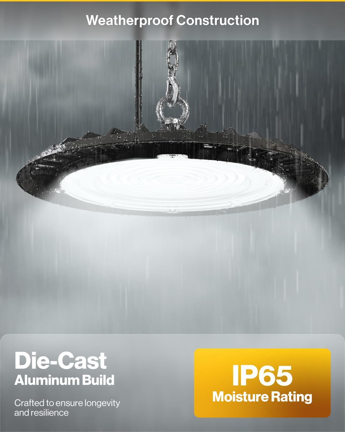 3 Pack UFO LED High Bay Light, Plug and Play, 19500 LM, 150W, 4050K Crisp White, IP65 Waterproof