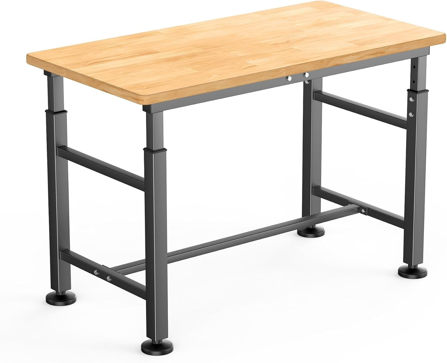 Heavy Duty Adjustable Height Workbench 47.5'x 23.5', Rubber Wood Top Work Table, 2000 LBS Capacity