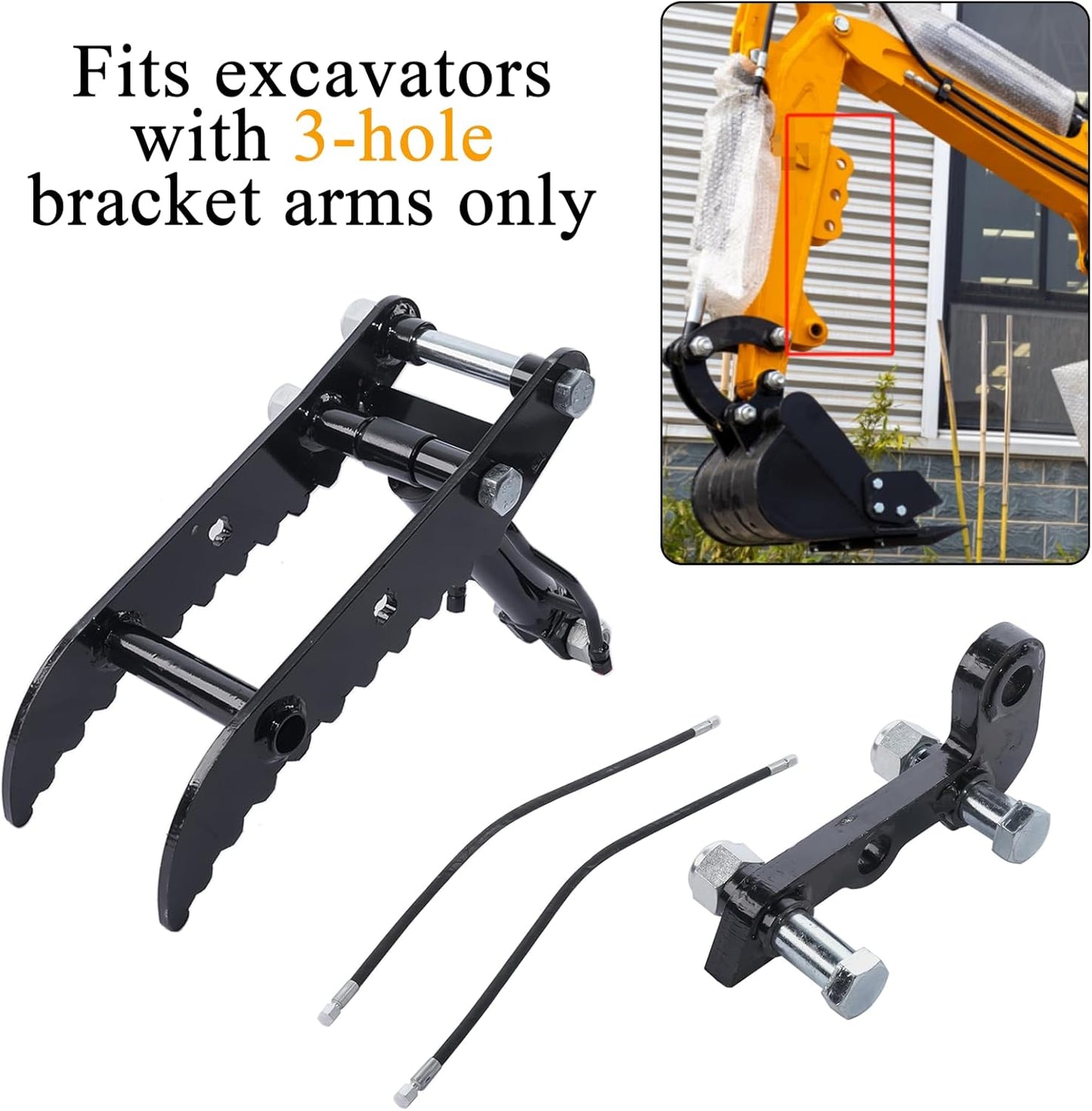 Hydraulic Thumb Clip Attachment for Mini Excavators up to 3 Tons, 3-Hole L-Shaped Heavy-Duty Excavator Thumb