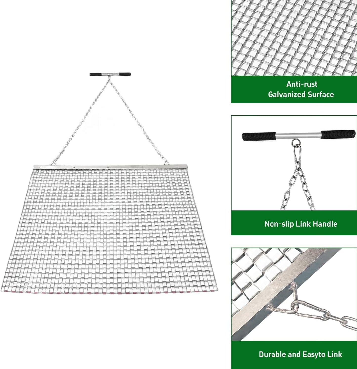 5 x 3 FT Heavy Duty Durable Drag for ATV/UTV and Tractors, Steel Mesh Field Surface Leveling Drag Mat