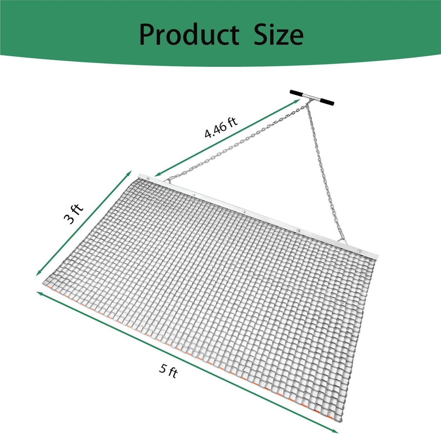 5 x 3 FT Heavy Duty Durable Drag for ATV/UTV and Tractors, Steel Mesh Field Surface Leveling Drag Mat