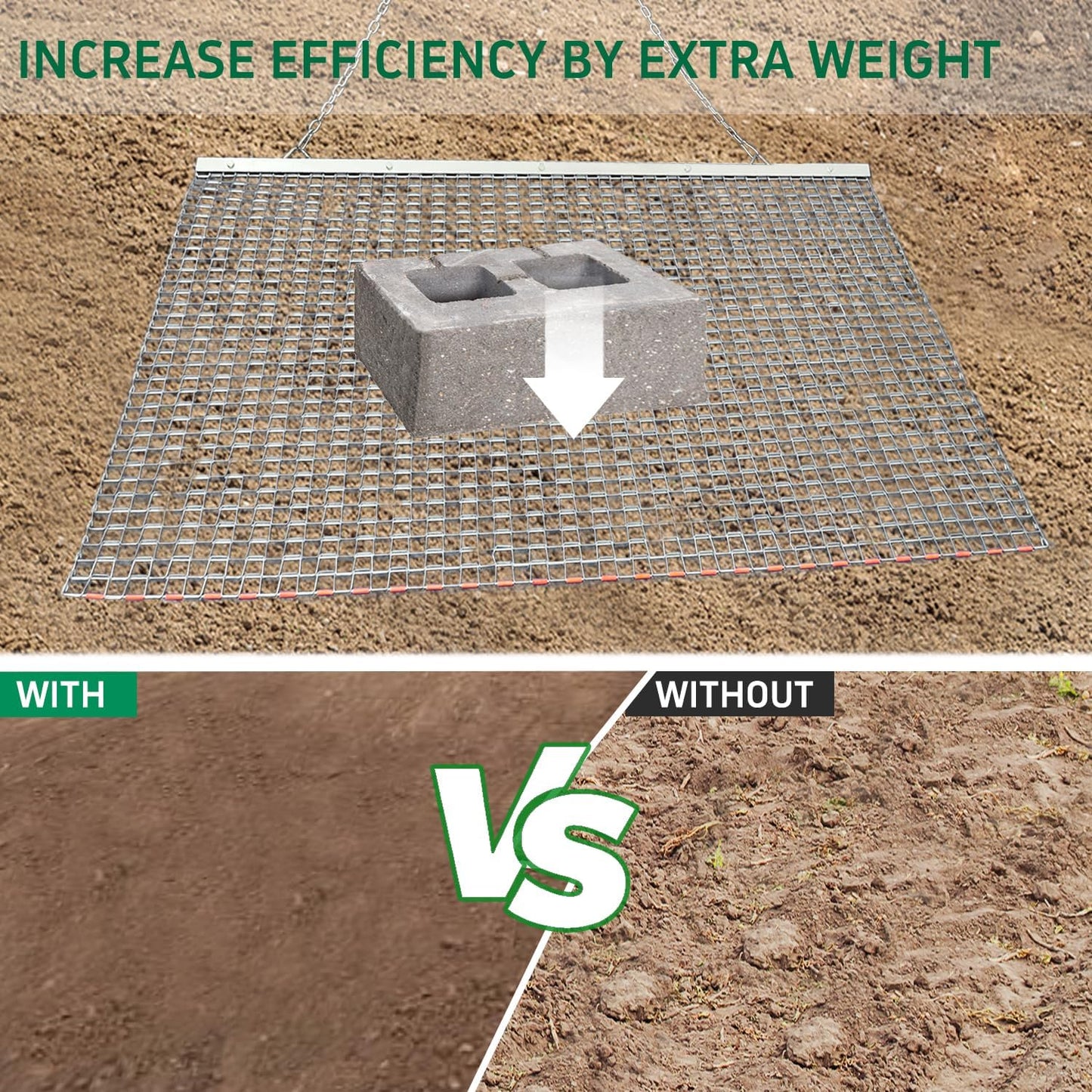 5 x 3 FT Heavy Duty Durable Drag for ATV/UTV and Tractors, Steel Mesh Field Surface Leveling Drag Mat