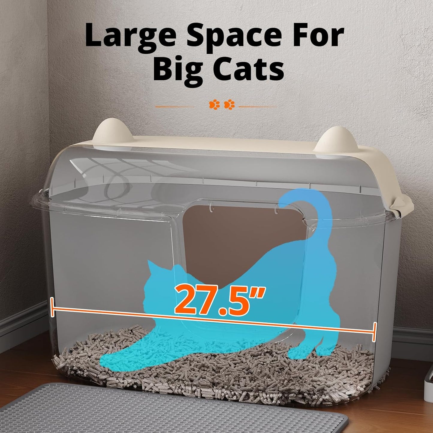 Extra Large Cat Litter Box, 27.5, Standard Litter Box with Scoop, Nonstick Litter Pan Durable, Easy to Clean