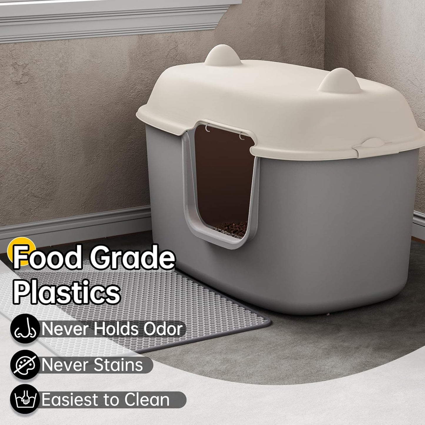Extra Large Cat Litter Box, 27.5, Standard Litter Box with Scoop, Nonstick Litter Pan Durable, Easy to Clean