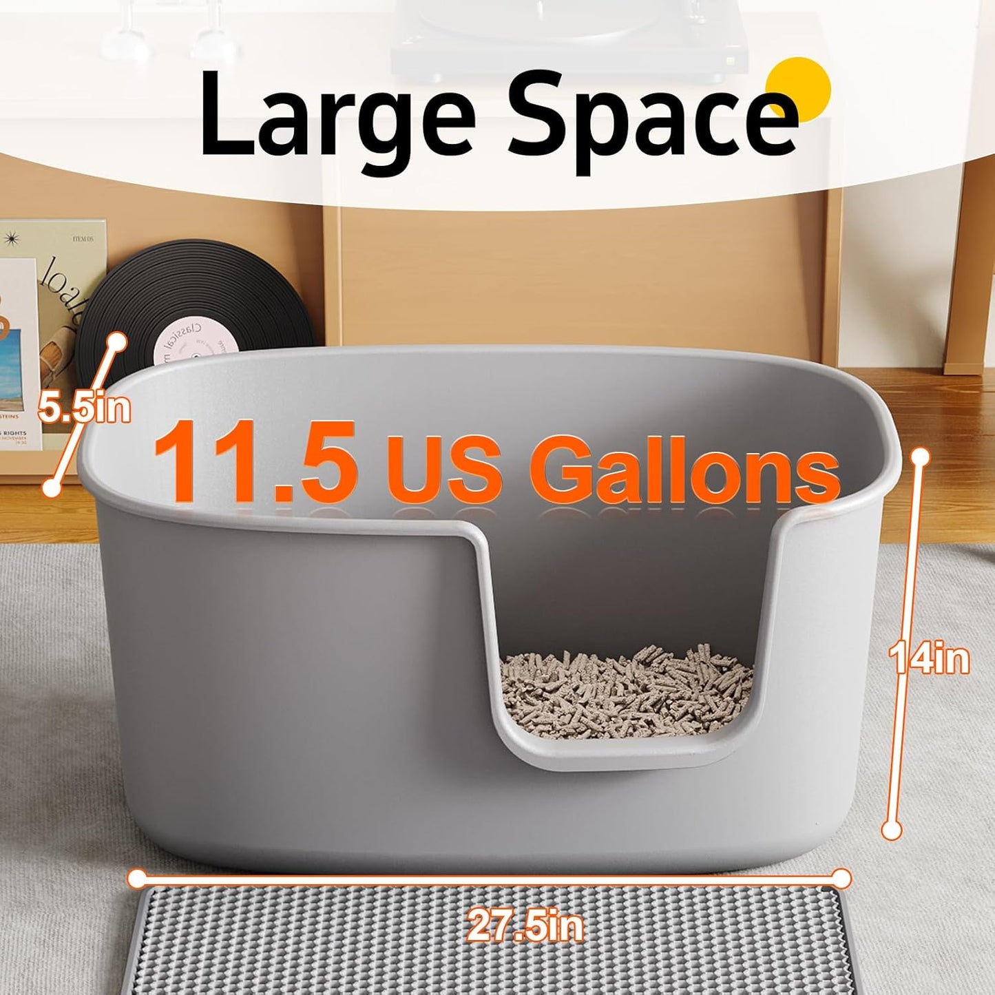 Extra Large Cat Litter Box, 27.5, Standard Litter Box with Scoop, Nonstick Litter Pan Durable, Easy to Clean