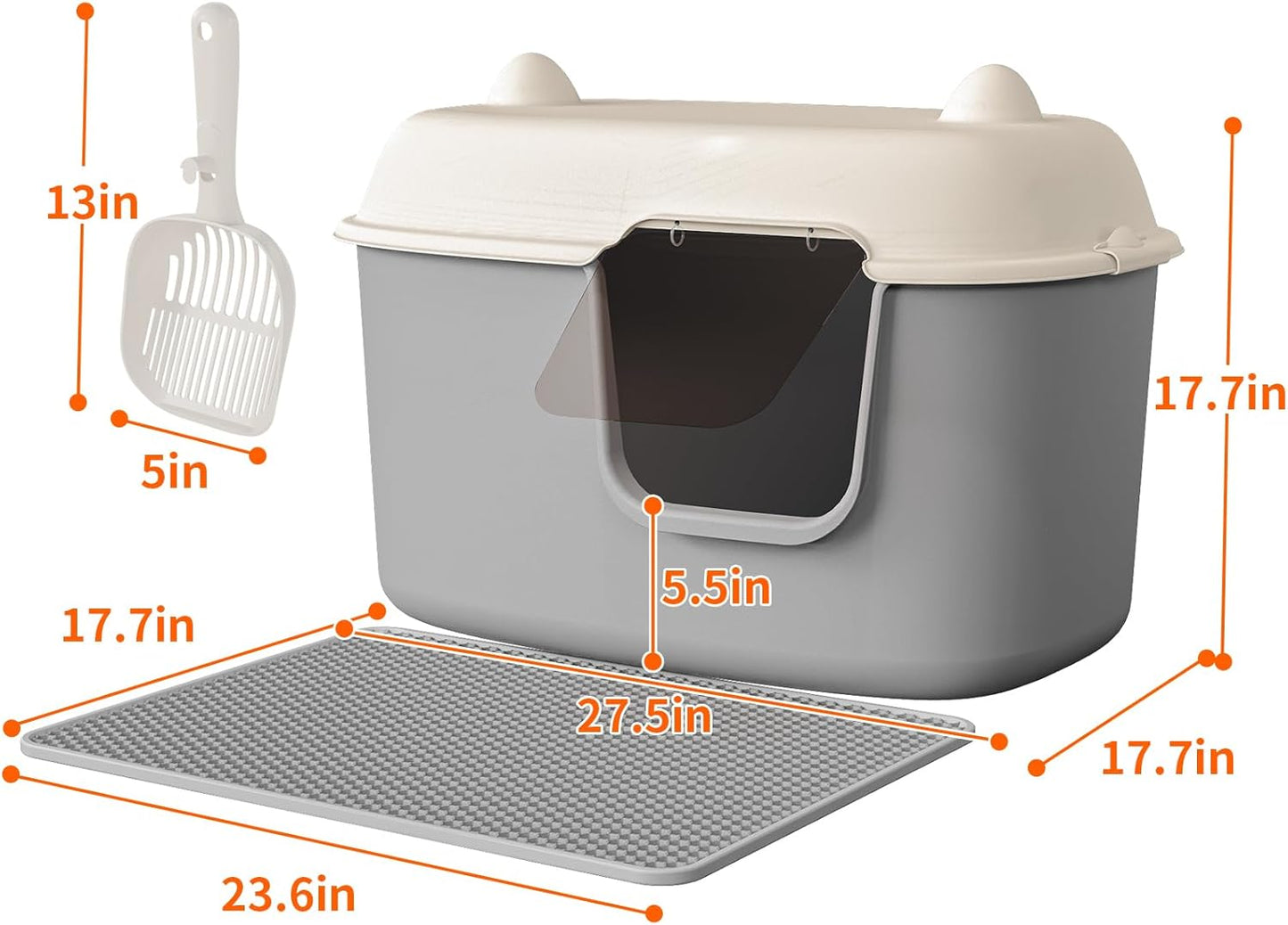 Extra Large Cat Litter Box, 27.5, Standard Litter Box with Scoop, Nonstick Litter Pan Durable, Easy to Clean