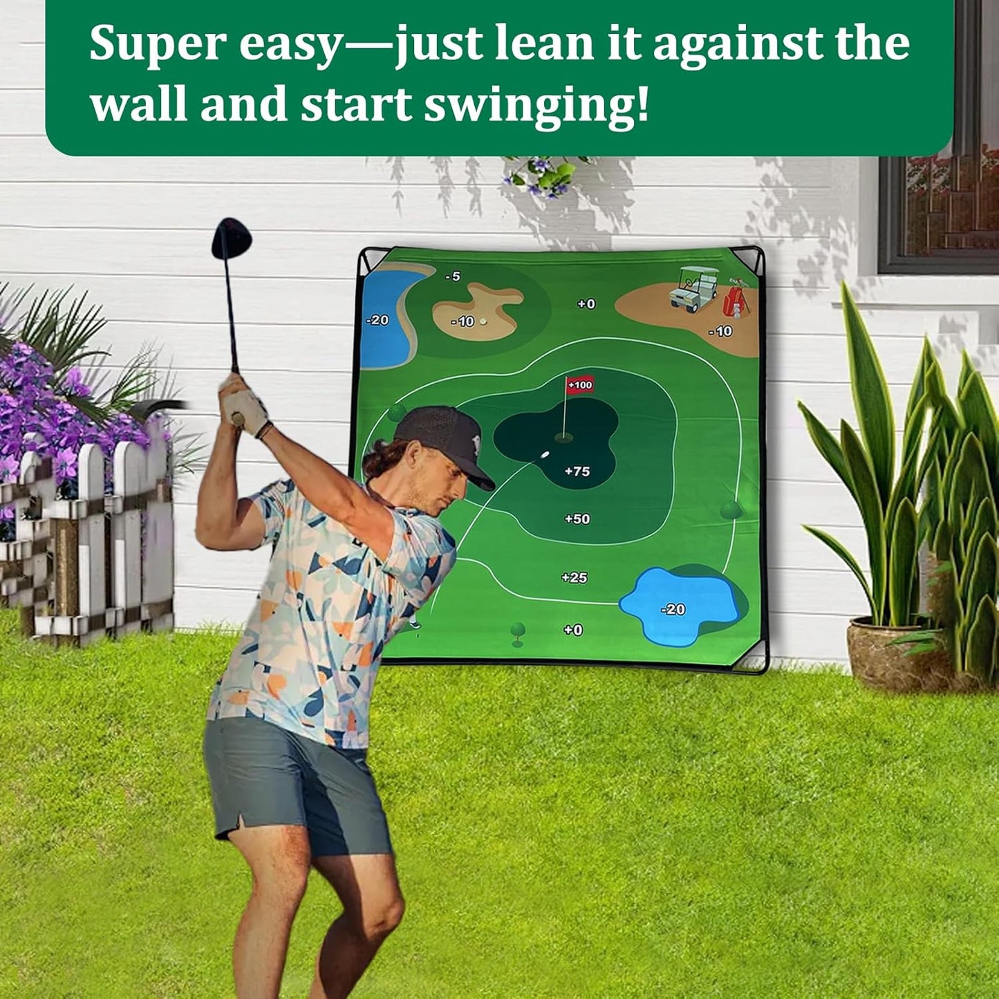 Golf Chipping Game Set, Portable Golf Practice Mat with 28 Balls, 2 Putters, Putting Mat and Carry Bag In/Outdoor