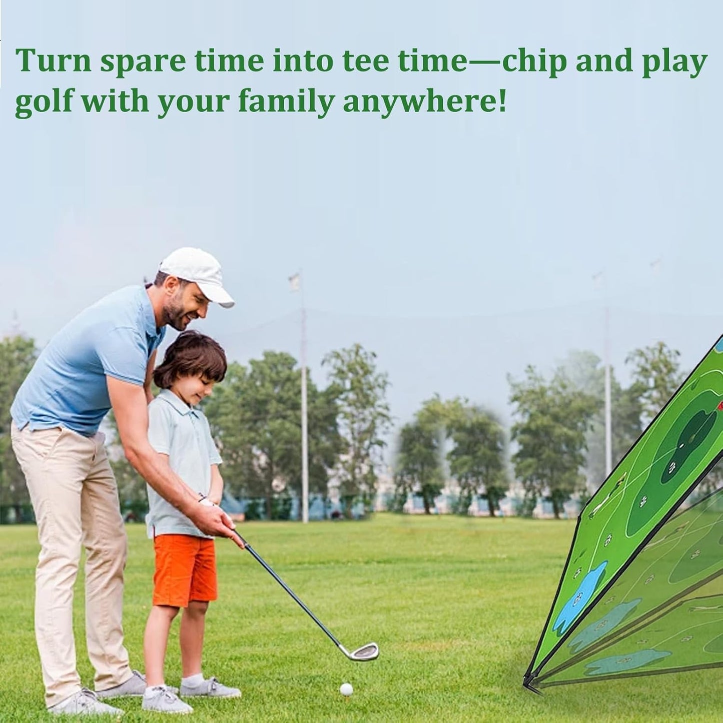 Golf Chipping Game Set, Portable Golf Practice Mat with 28 Balls, 2 Putters, Putting Mat and Carry Bag In/Outdoor