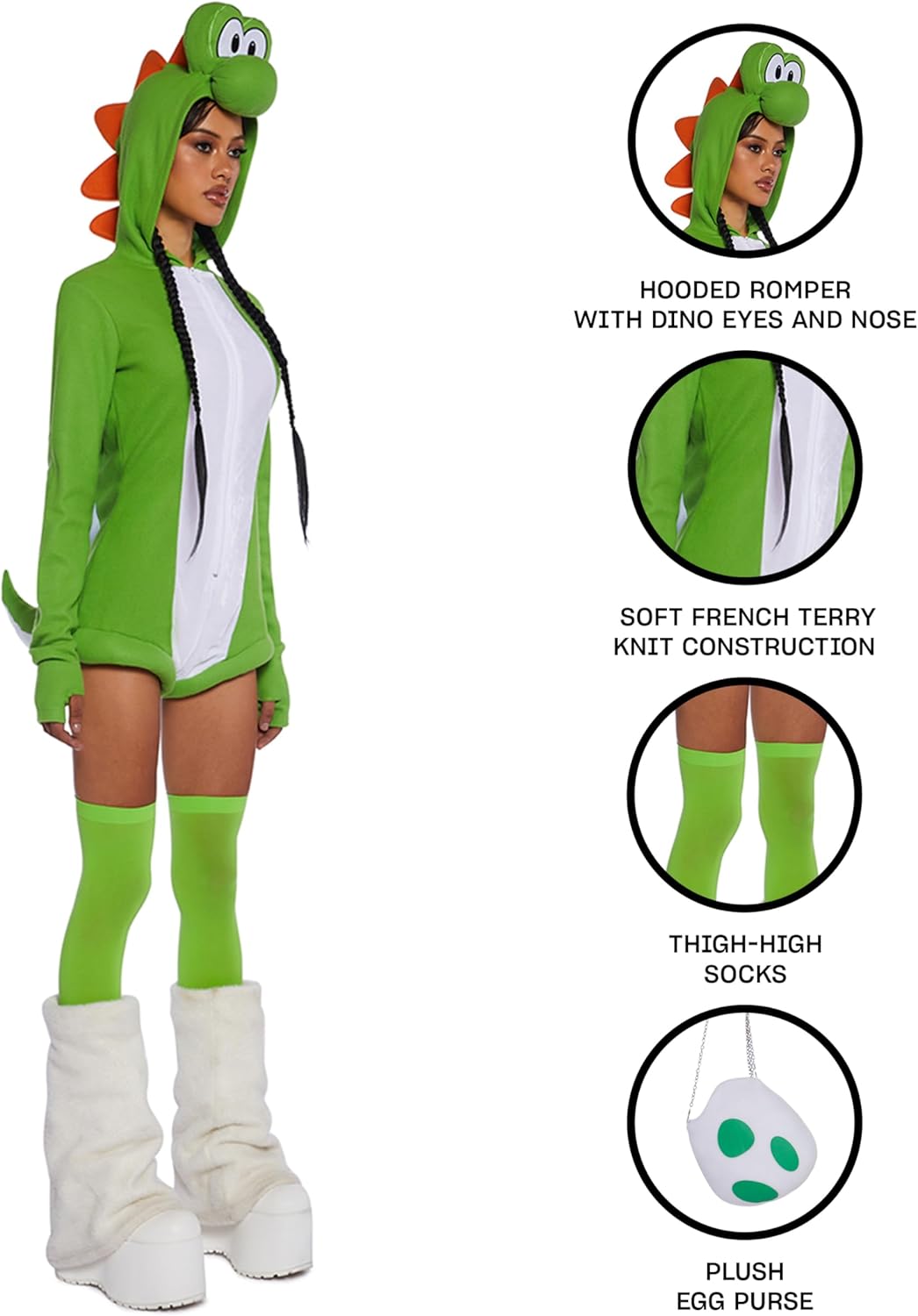 Yoshi/Dinosaur Inspired Video Game Costume- X-Large, Halloween, Cosplay, Costume Party, Convention
