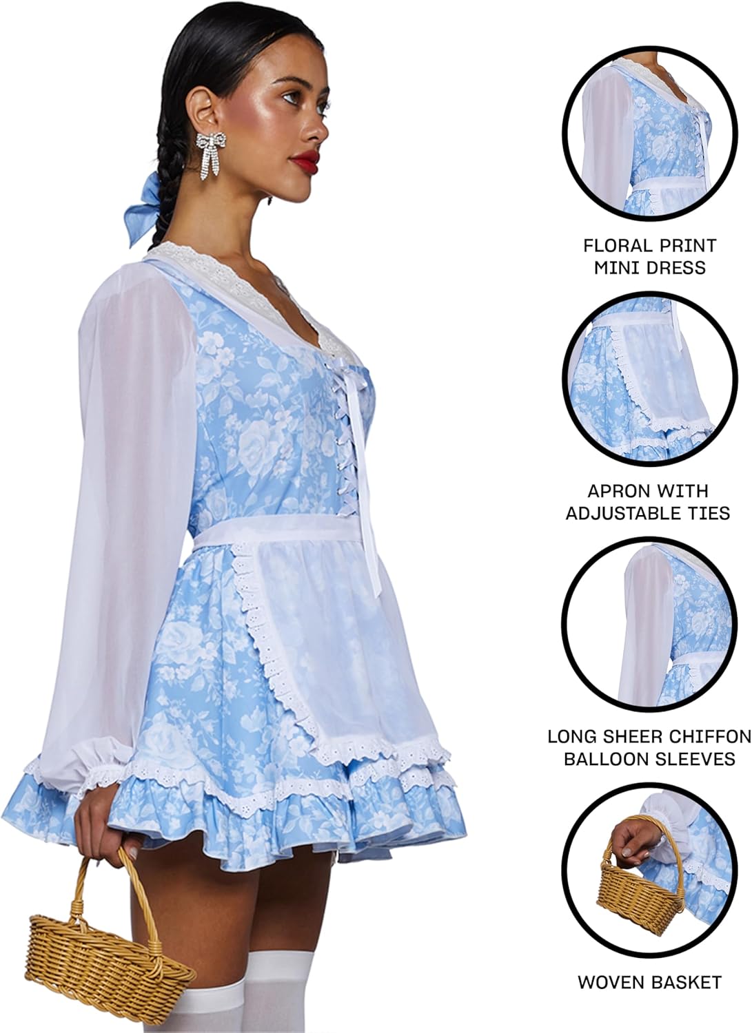 Dolls Kill Princess Peasant Beauty Costume, Belle Outfit by Trickz N' Treatz - Small