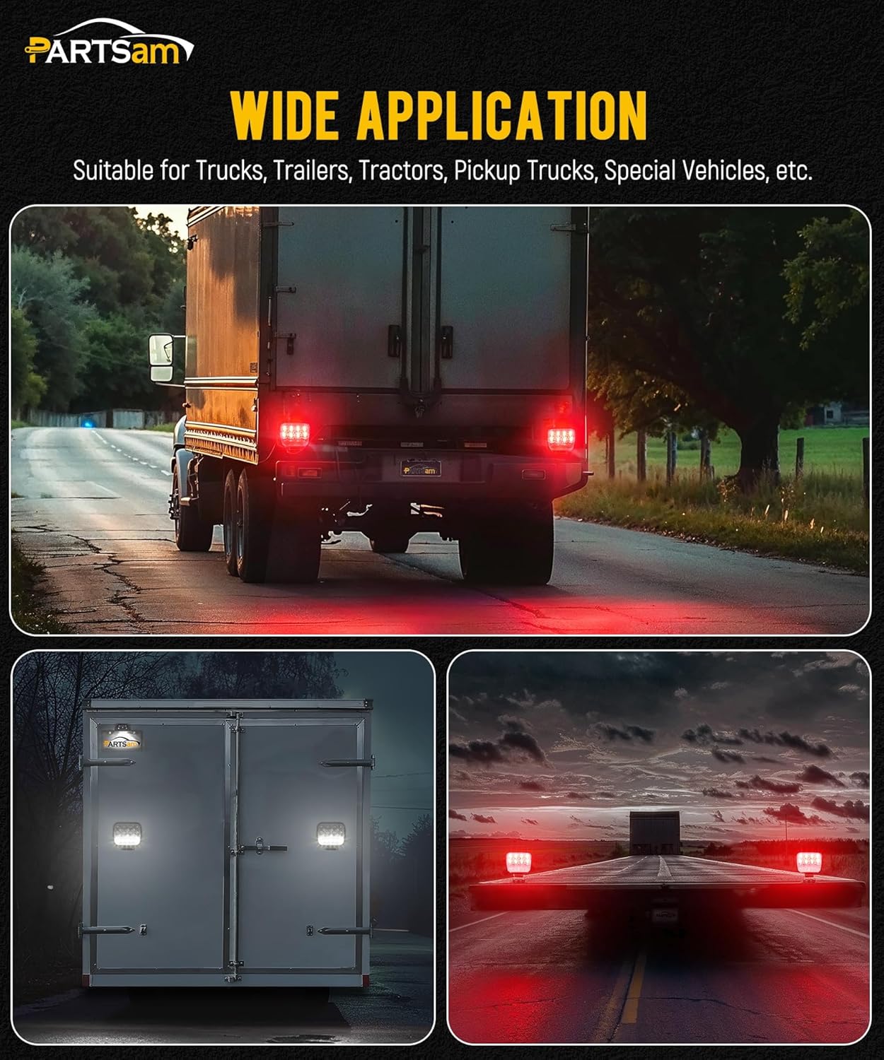 Wireless LED Trailer Light Kit, Magnetic Towing Tail Lights, w/ 7-Pin Plug, Dual USB Charger, 12-24V