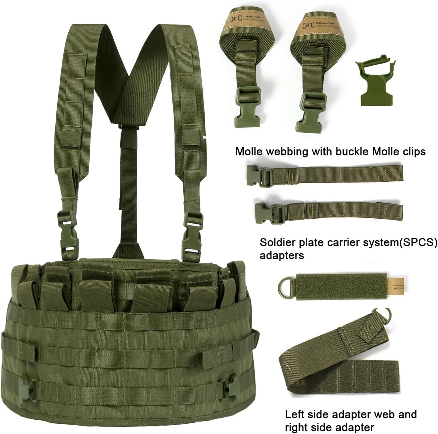 Military Chest Rig MOLLE II Tactical Assault Panel (TAP) Vest, Army Vest with Straps OD