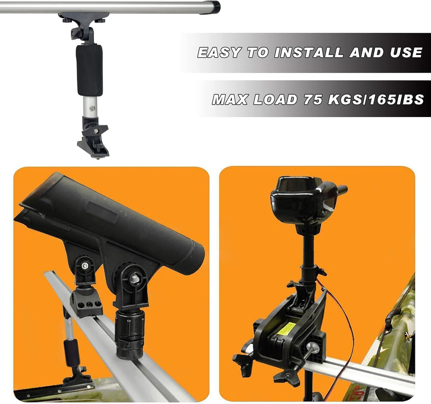 Kayak Motor Mount, Fishing Kayak Trolling Motor Mount Rack Aluminum Outboard Mounting Bracket Holder Kit