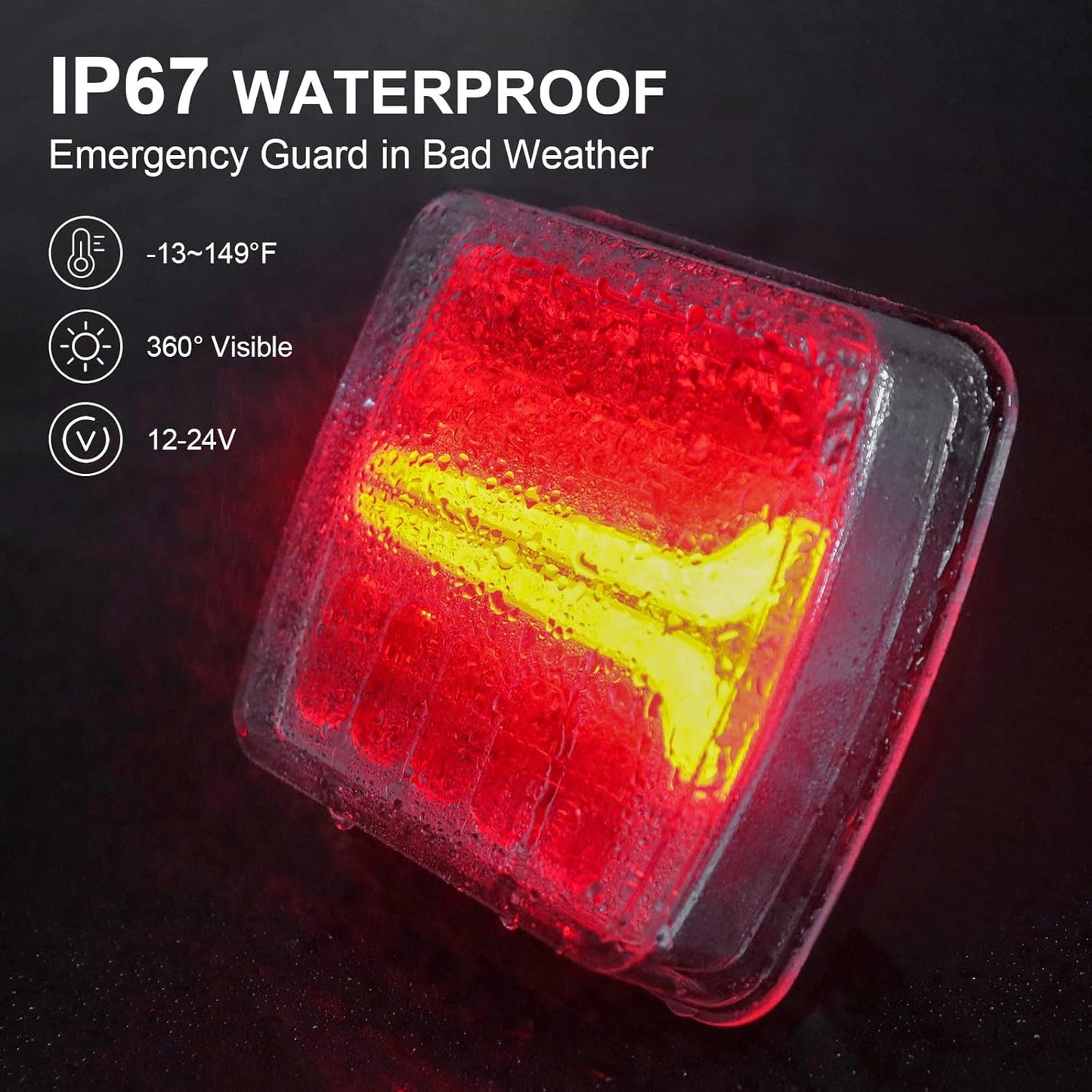 Wireless Trailer Lights Kit, Magnetic LED Tail Light for Trailer, IP67 Waterproof, Rechargeable