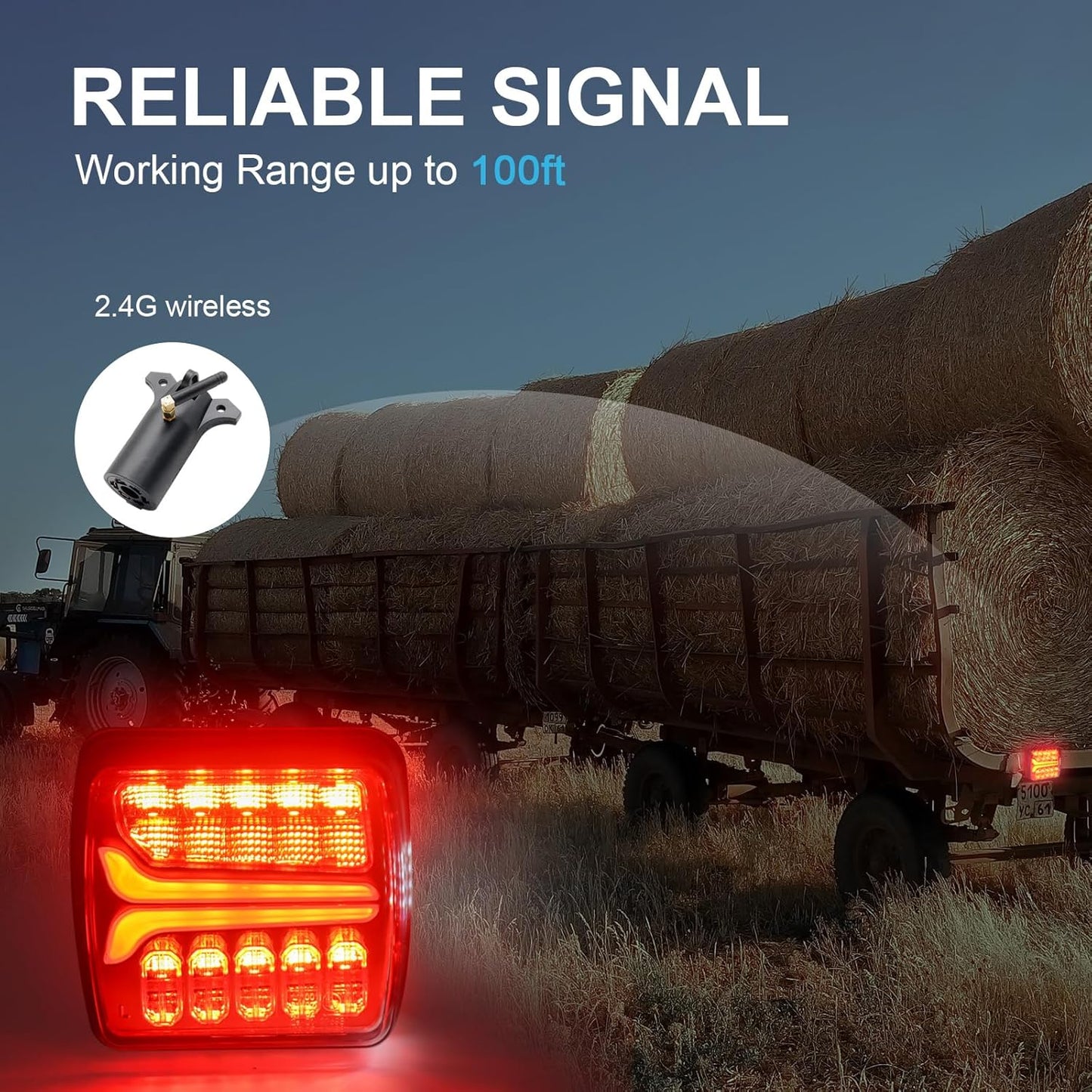 Wireless Trailer Lights Kit, Magnetic LED Tail Light for Trailer, IP67 Waterproof, Rechargeable